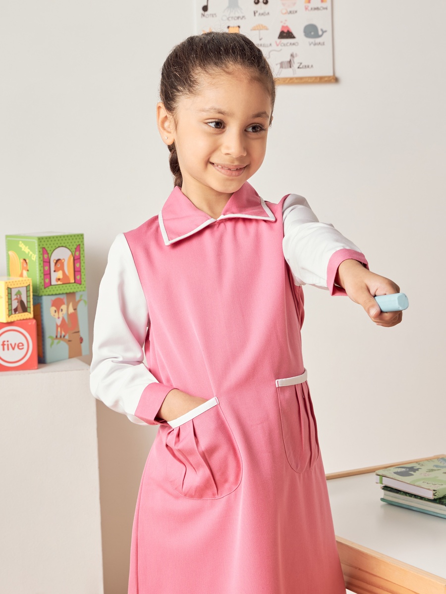 Solid Pinafore with Collar and Pockets