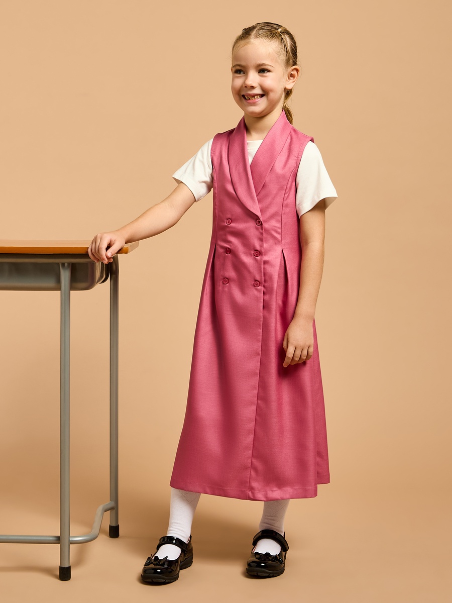 Solid Pinafore Dress with Button Closure