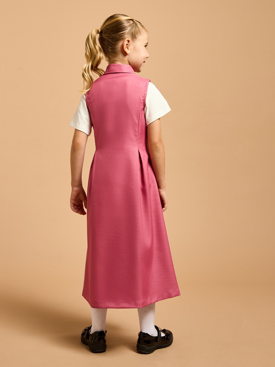 Solid Pinafore Dress with Button Closure