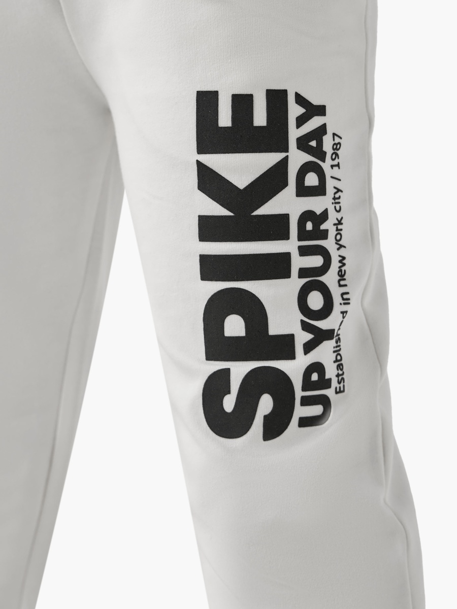 Cotton Joggers with Slogan Print and Drawstring Waist
