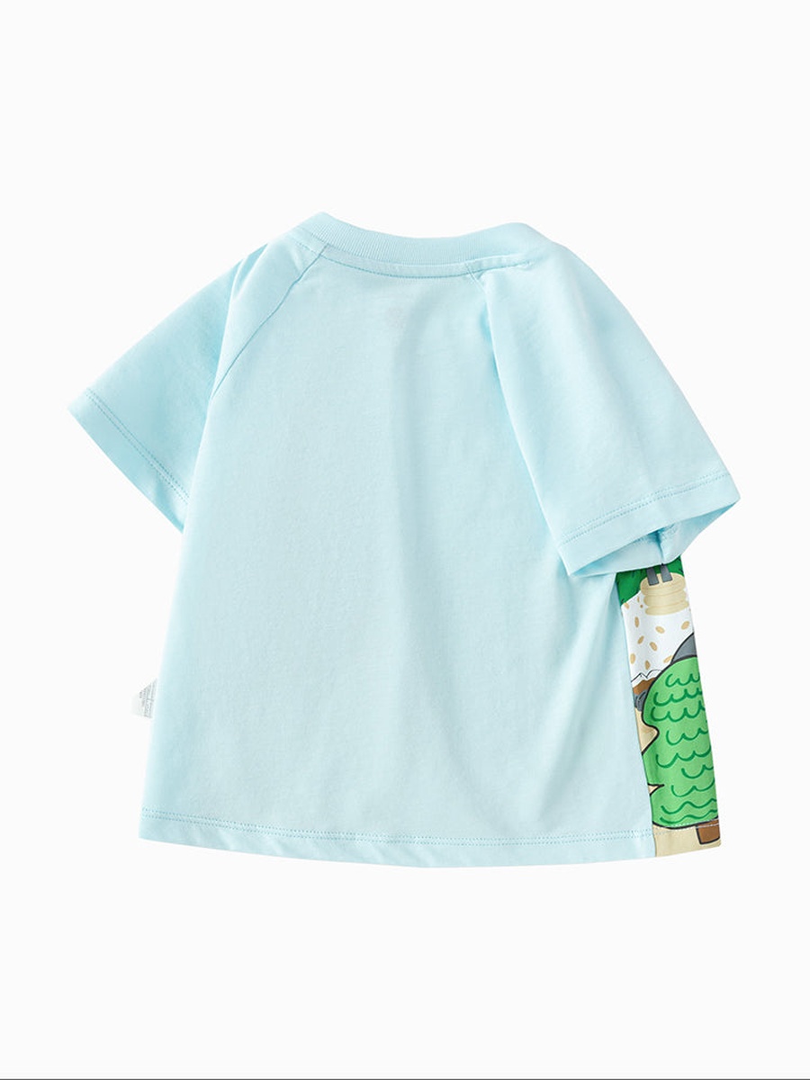 Printed T-Shirt with Contrast Sleeves