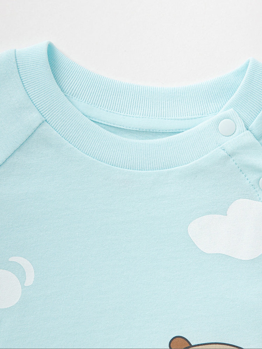 Printed T-Shirt with Contrast Sleeves