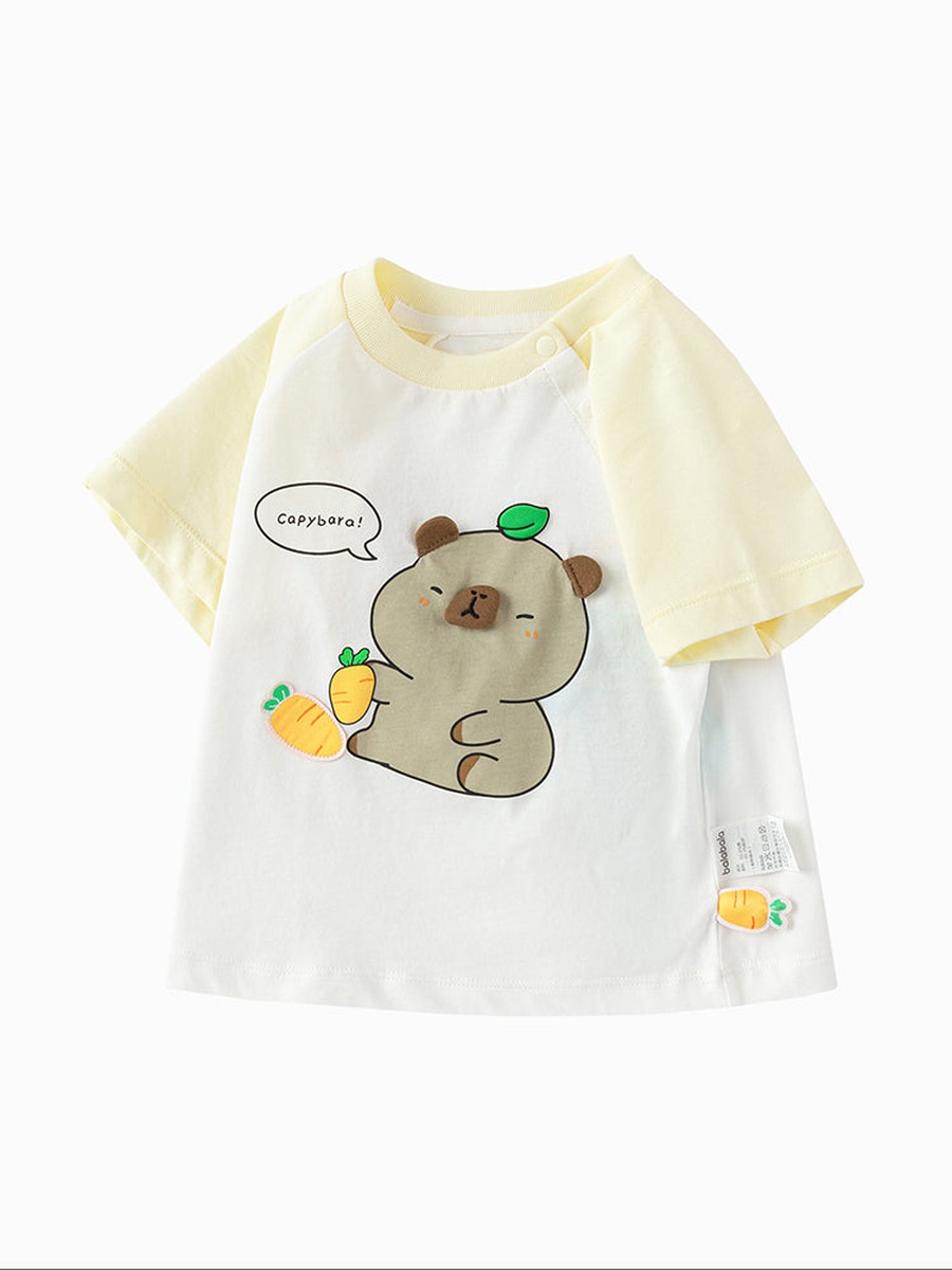 Printed T-Shirt with Contrast Sleeves