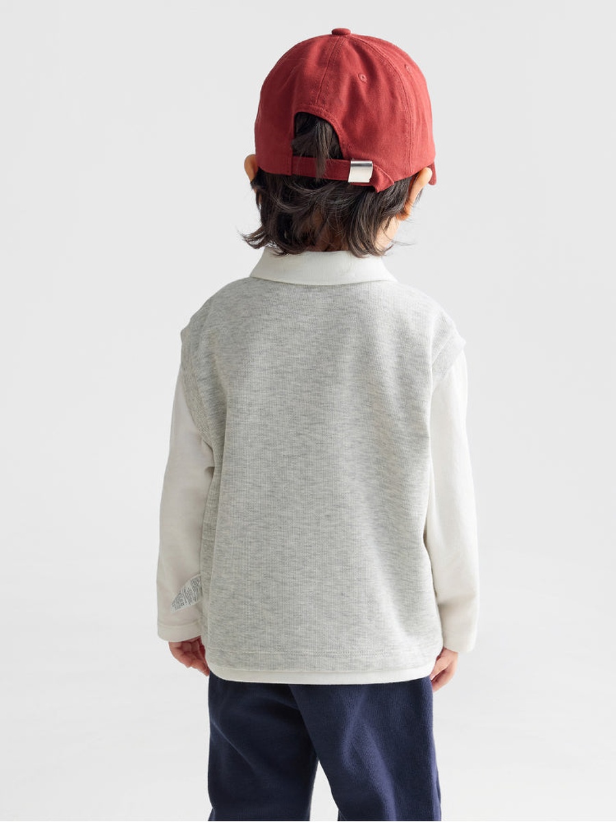Layered Polo Shirt Top with Print