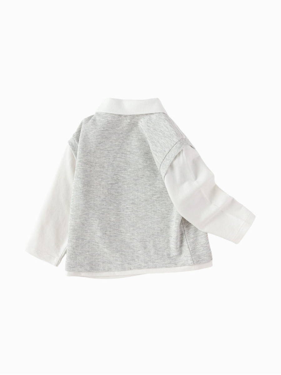 Layered Polo Shirt Top with Print