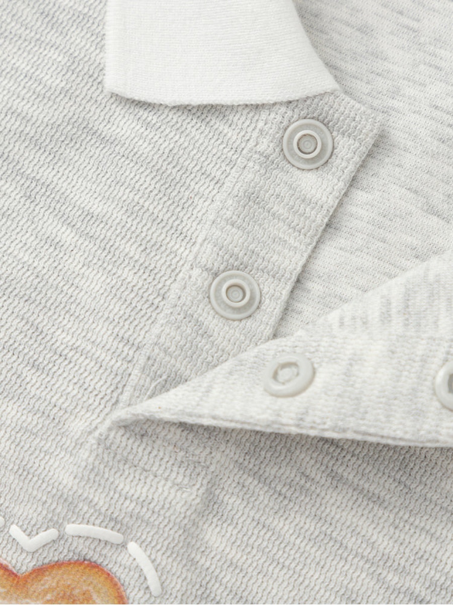 Layered Polo Shirt Top with Print