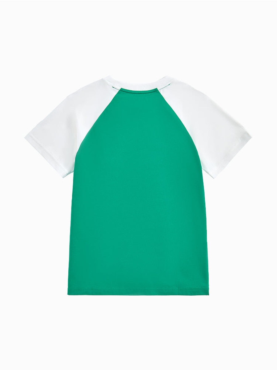 Short Sleeve T-Shirt with Contrast Sleeves and Front Print