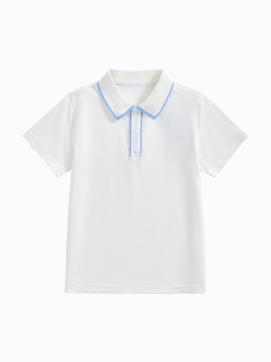 Short Sleeve Polo T-Shirt with Collar Lines