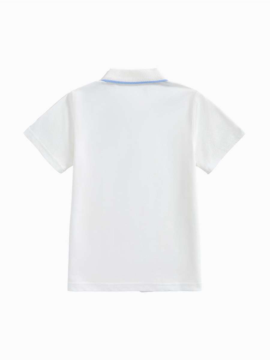 Short Sleeve Polo T-Shirt with Collar Lines