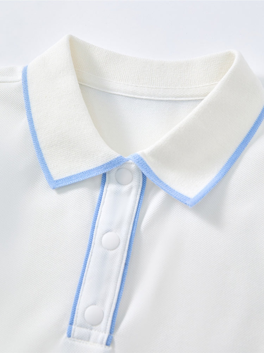 Short Sleeve Polo T-Shirt with Collar Lines