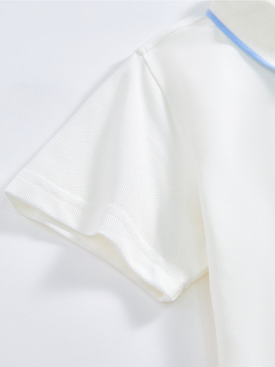 Short Sleeve Polo T-Shirt with Collar Lines