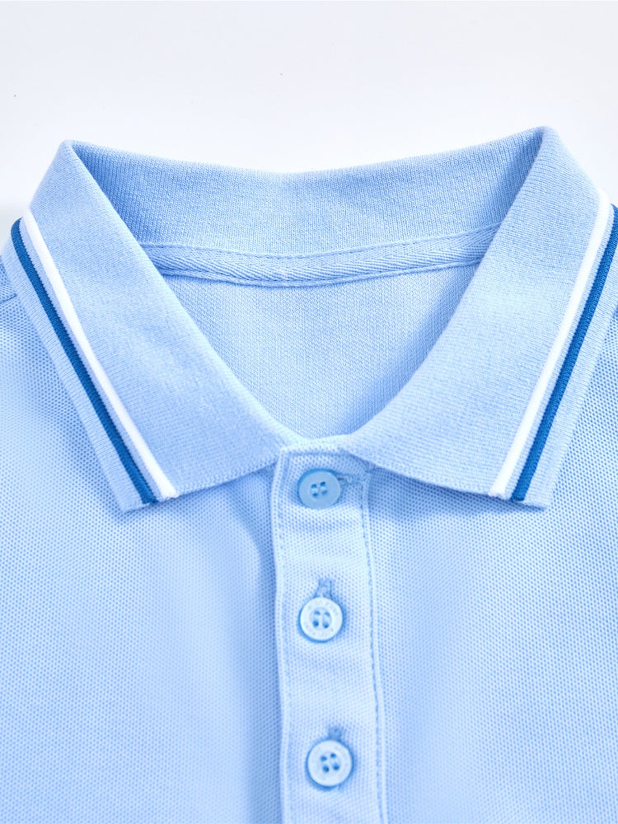 Short Sleeve Polo T-Shirt with Collar Lines