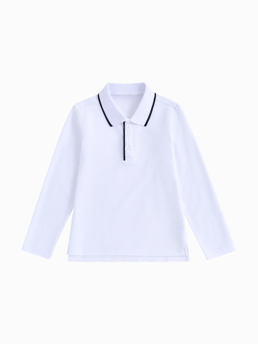 تيشيرت بولو بأكمام طويلة - ياقة كلاسيكية مع خط لون متباين 