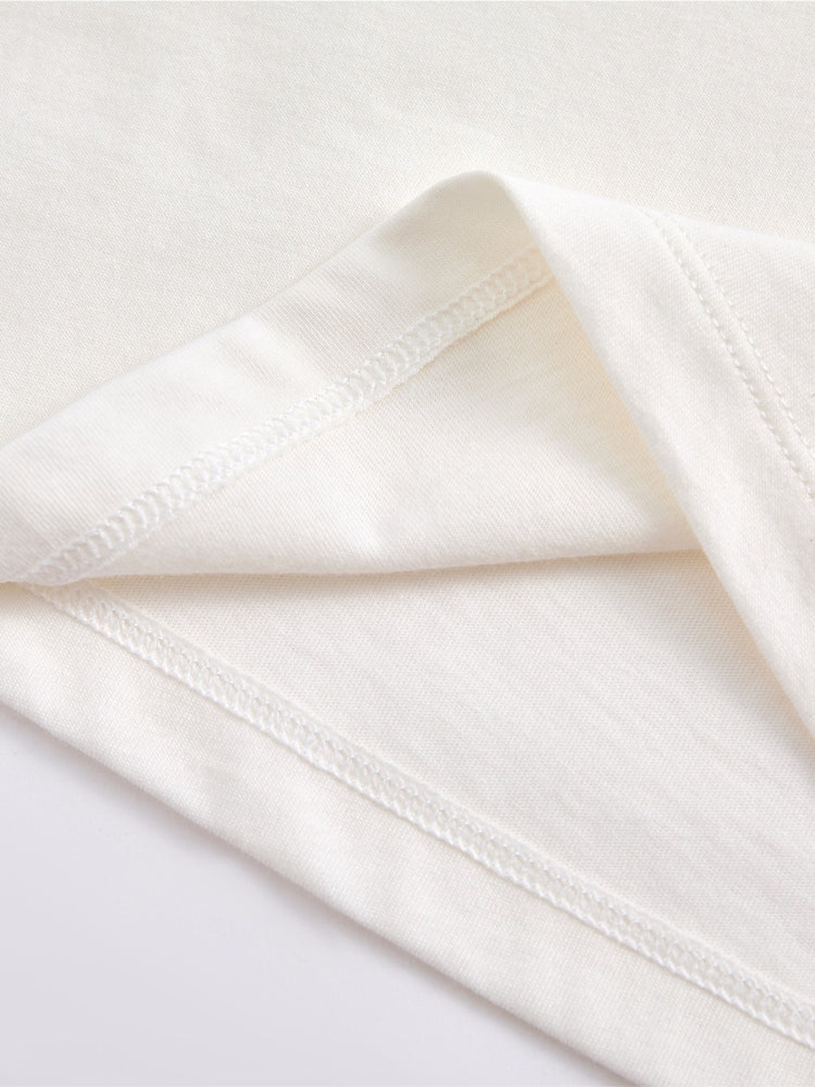 Short Sleeve T-Shirt - Front Print with Knitted Details and Crew Neck