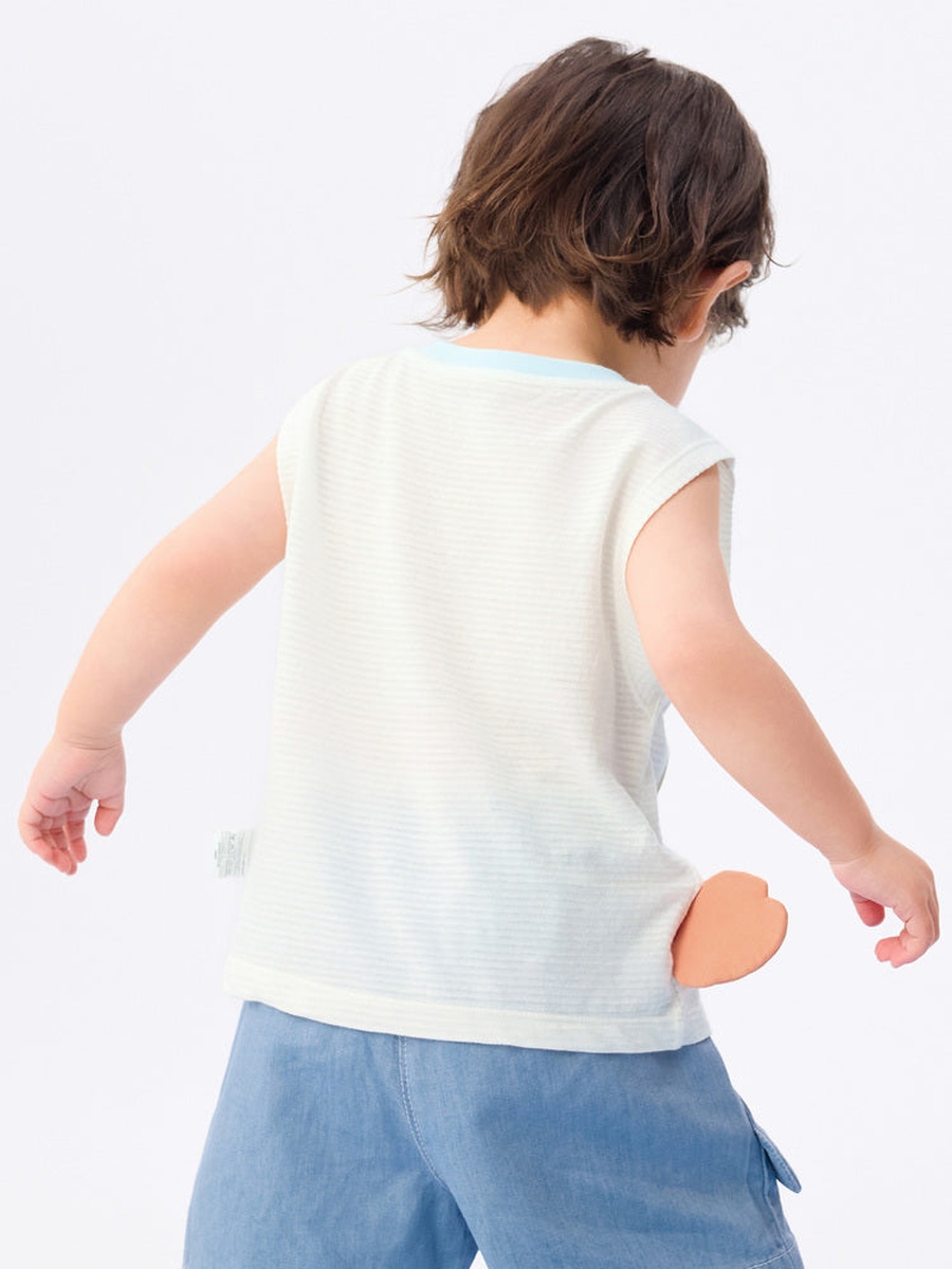Sleeveless T-Shirt with Front Print