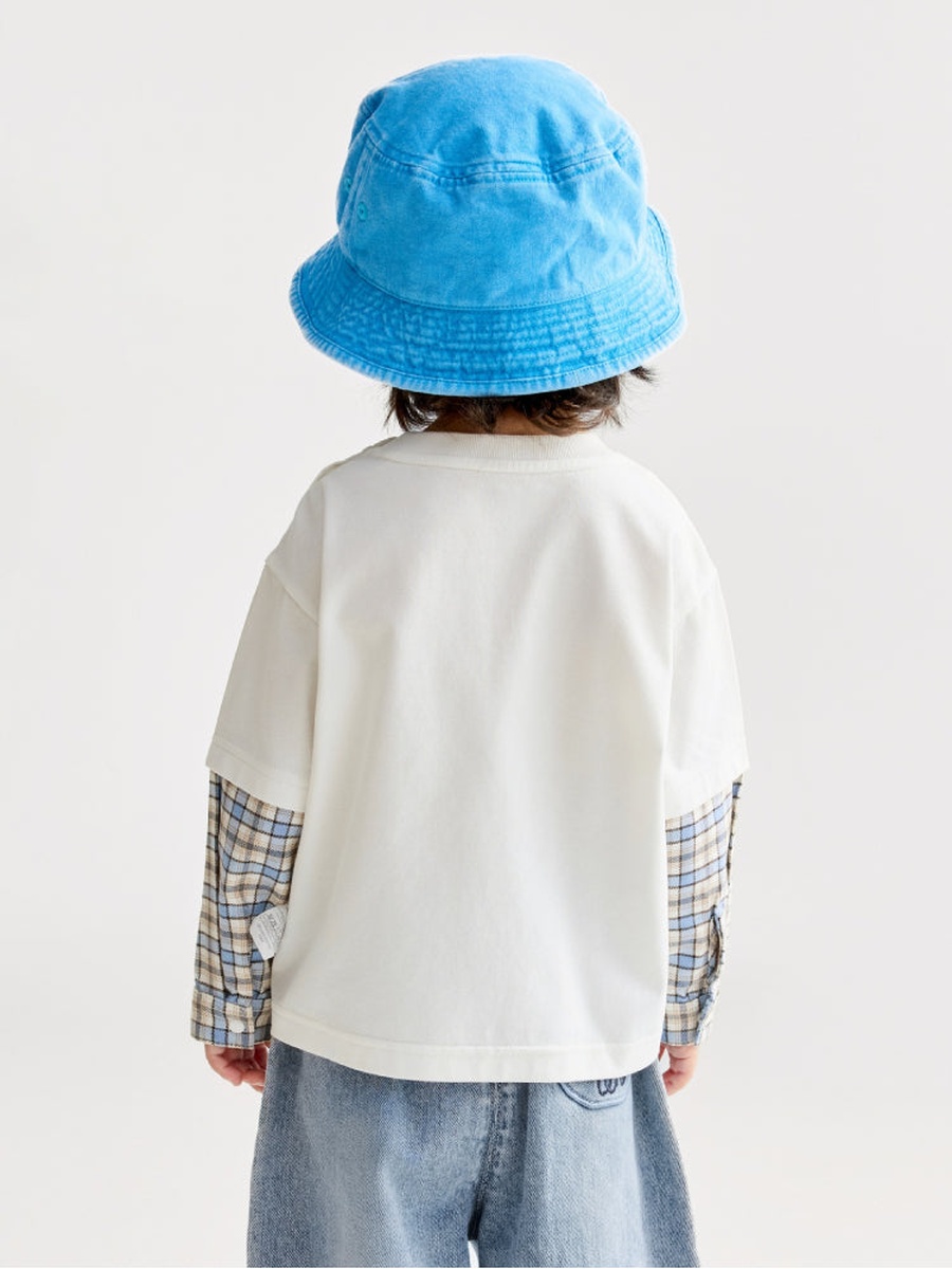 Layered Long Sleeve Top with Printed Motif