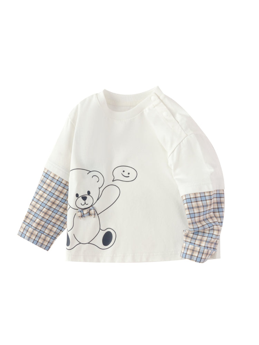 Layered Long Sleeve Top with Printed Motif