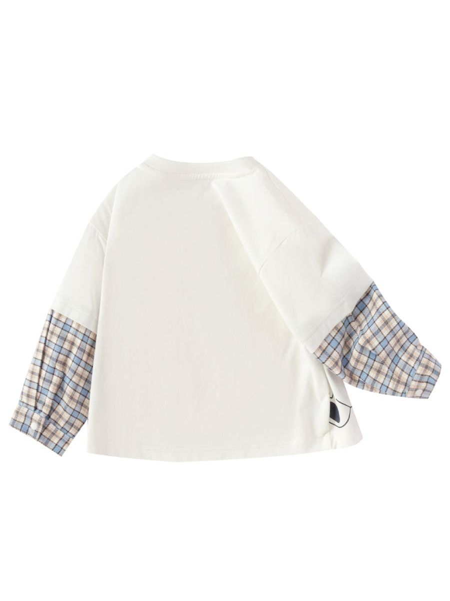 Layered Long Sleeve Top with Printed Motif