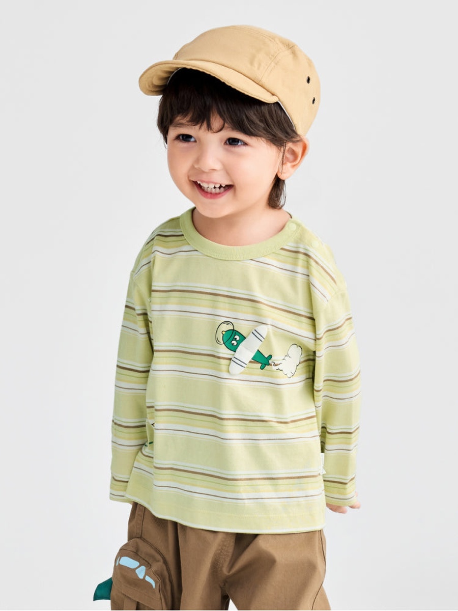 Striped Long Sleeve Top with Playful Motif