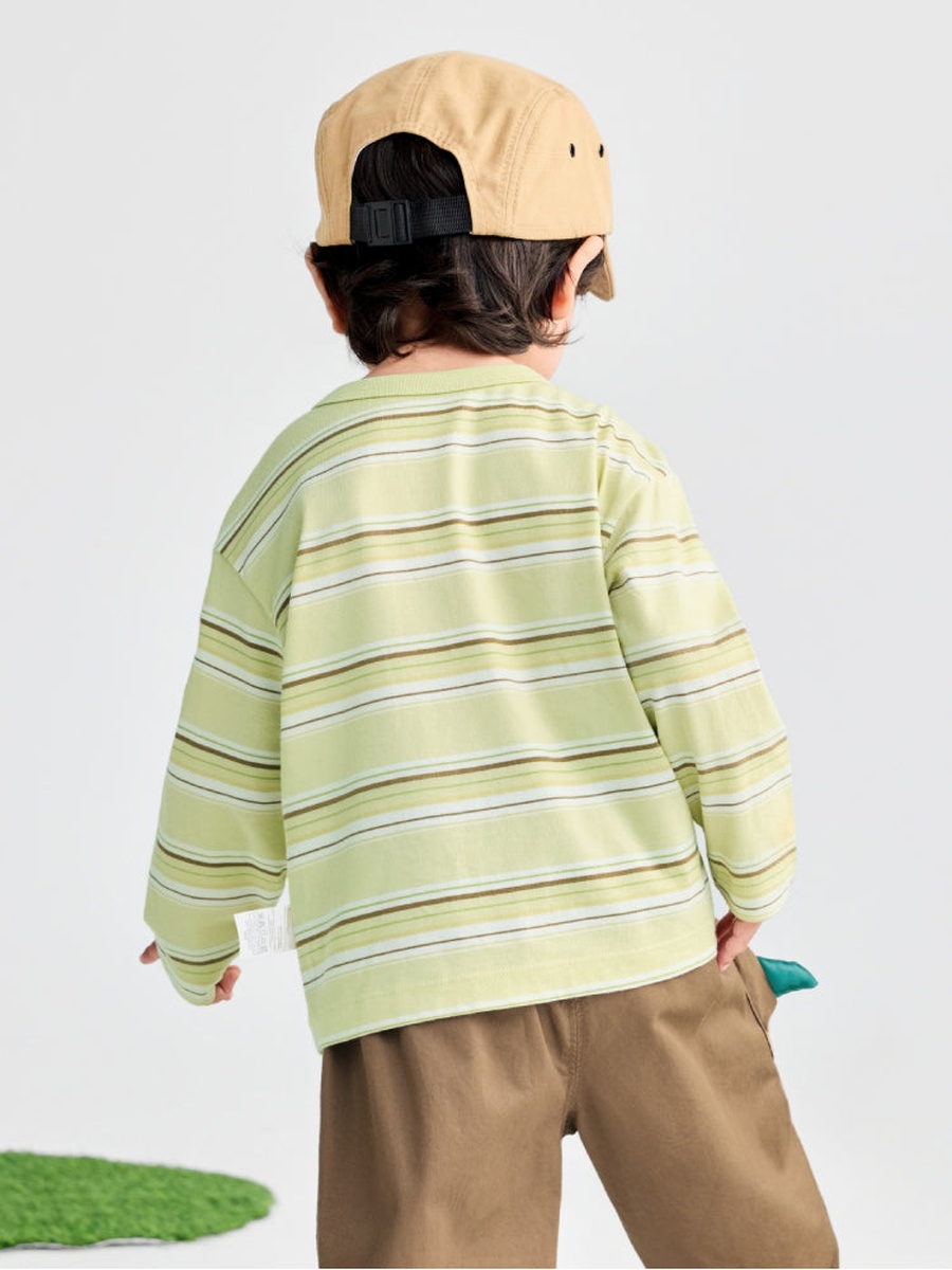 Striped Long Sleeve Top with Playful Motif
