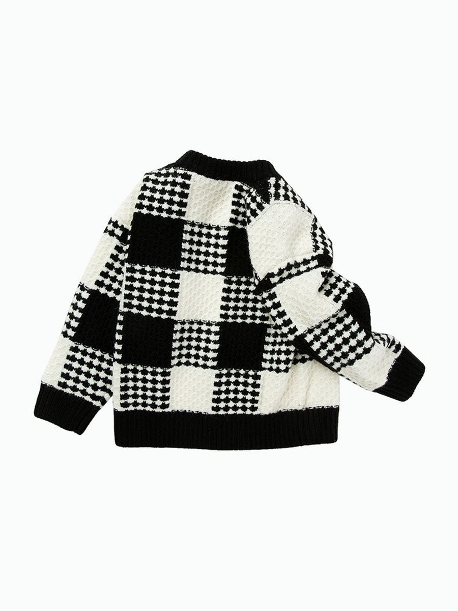 Checked Pattern Knitted Sweater