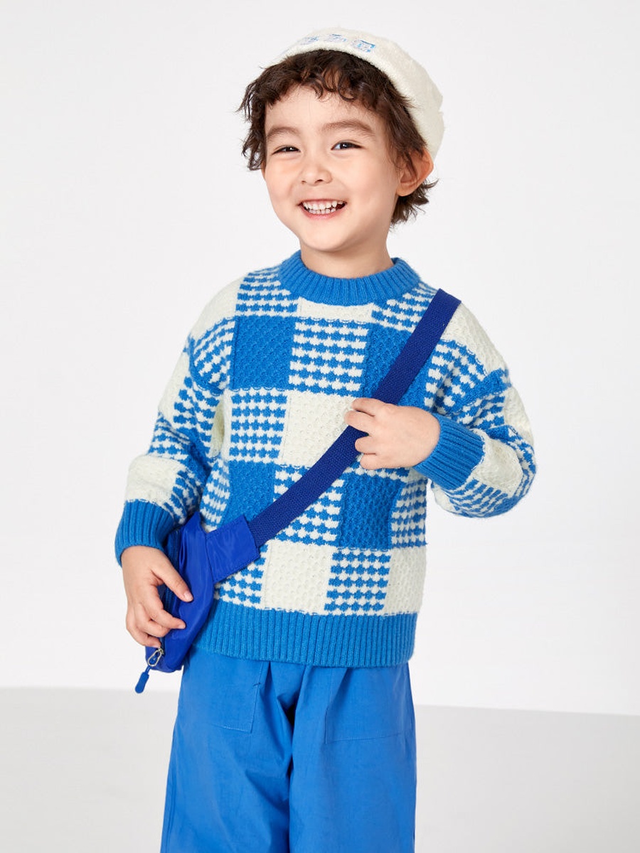 Checked Pattern Knitted Sweater