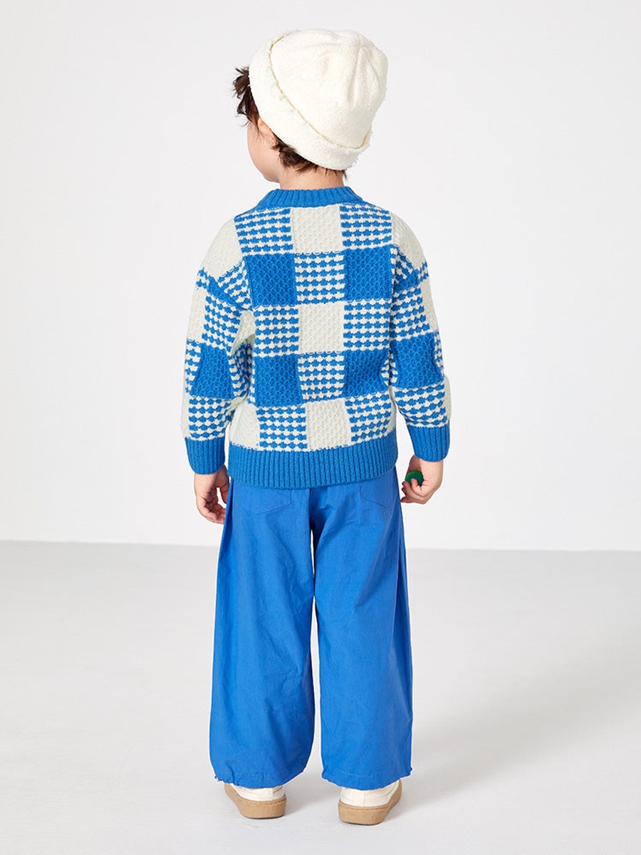 Checked Pattern Knitted Sweater