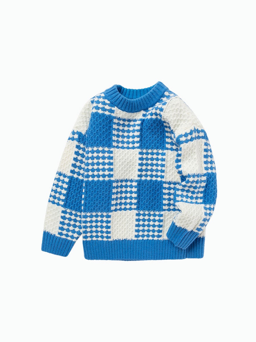 Checked Pattern Knitted Sweater