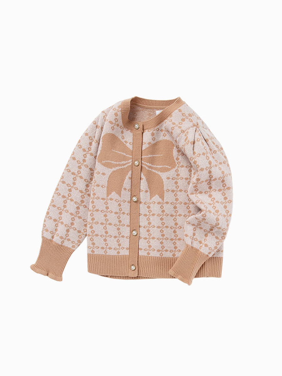 Bow Pattern Knitted Cardigan