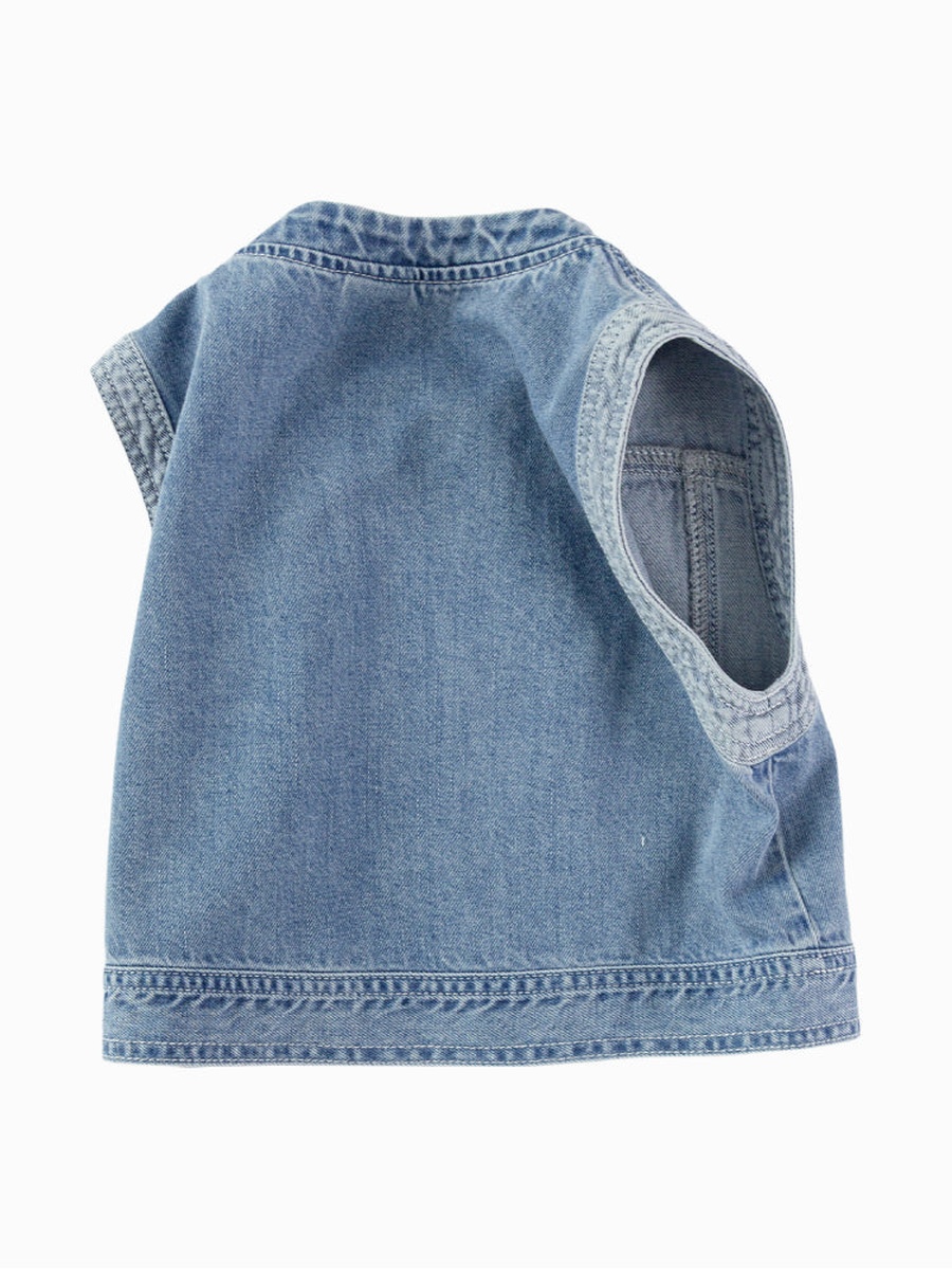 Denim Sleeveless Vest with Front Detail