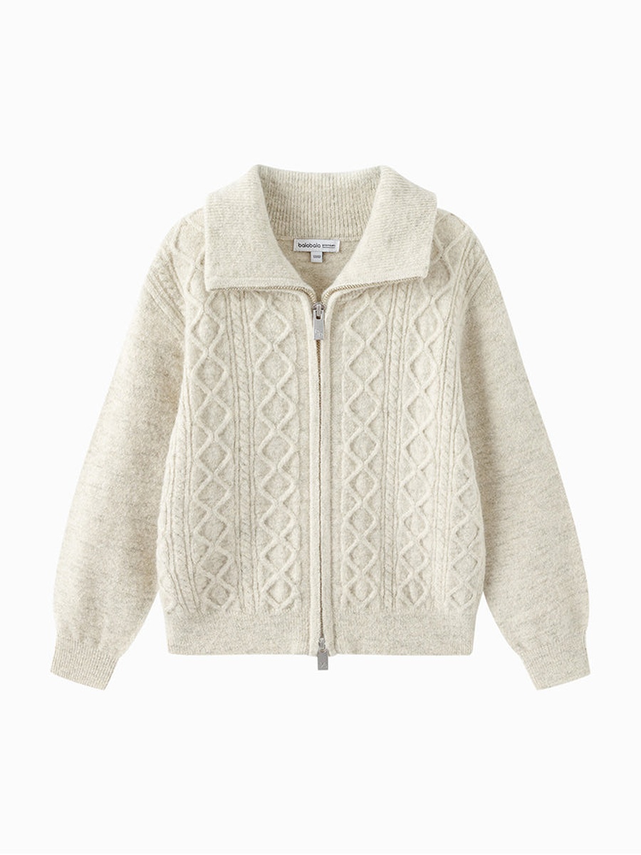 Cable Knit Cardigan with Collar
