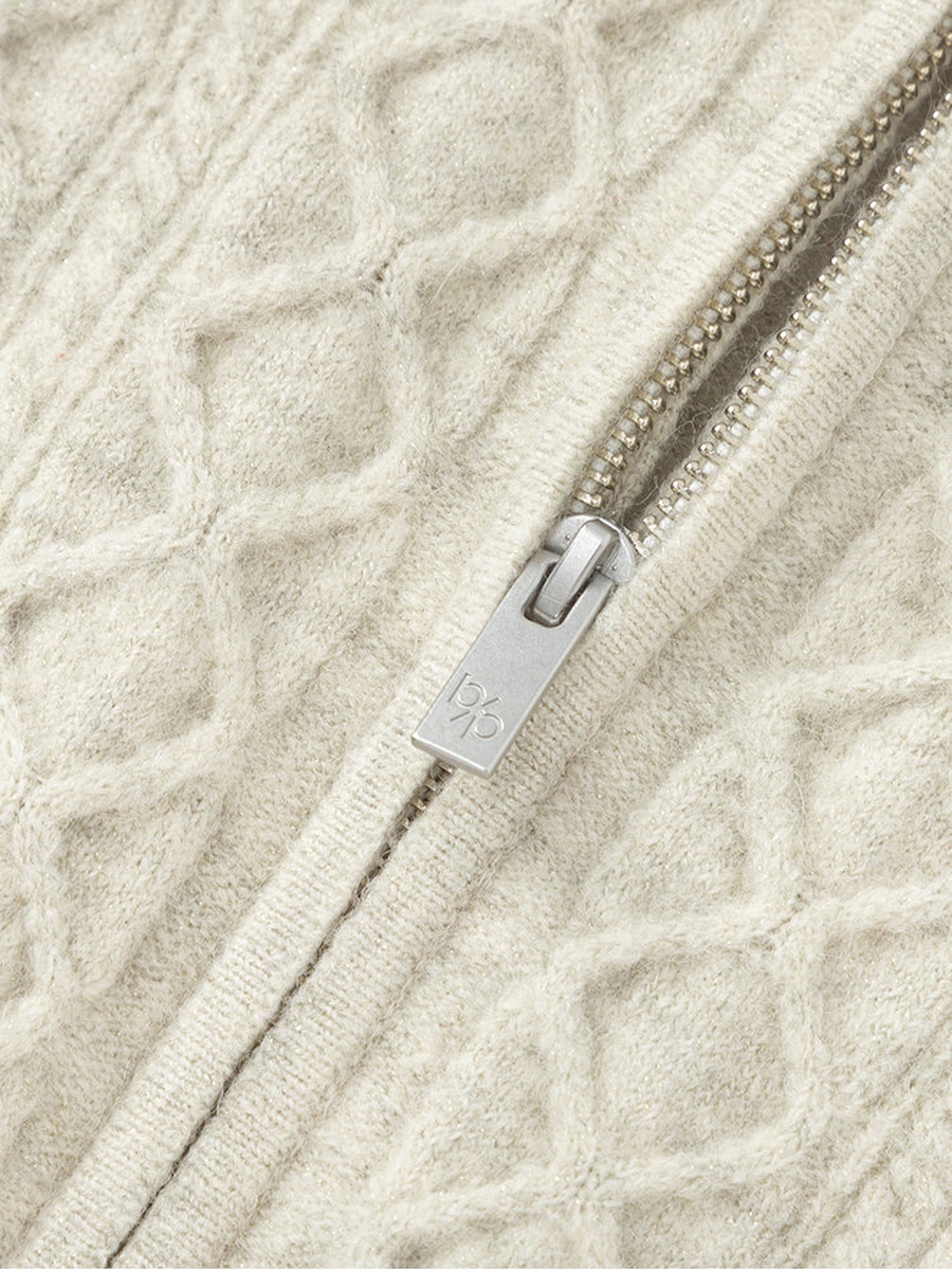 Cable Knit Cardigan with Collar