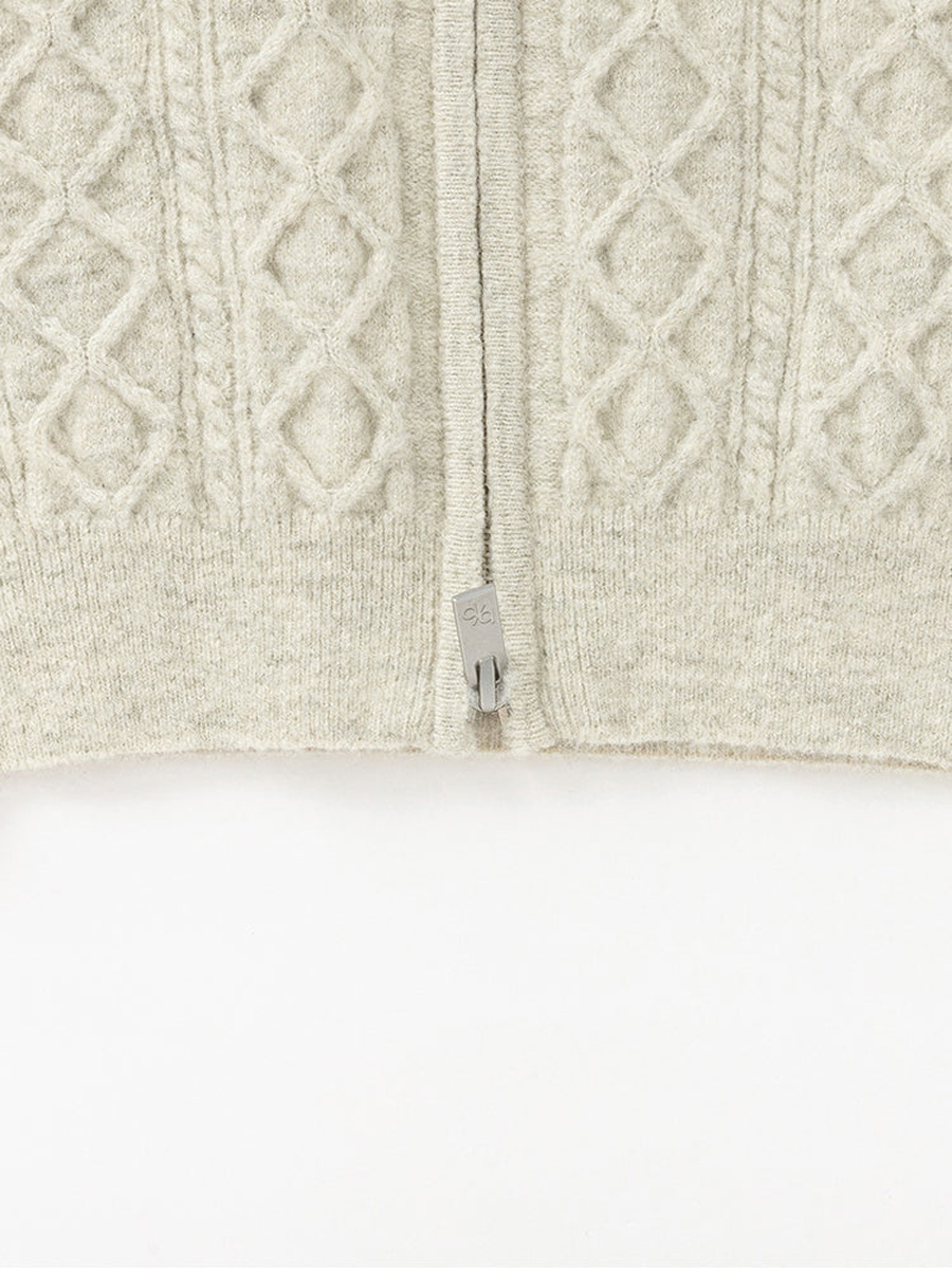 Cable Knit Cardigan with Collar