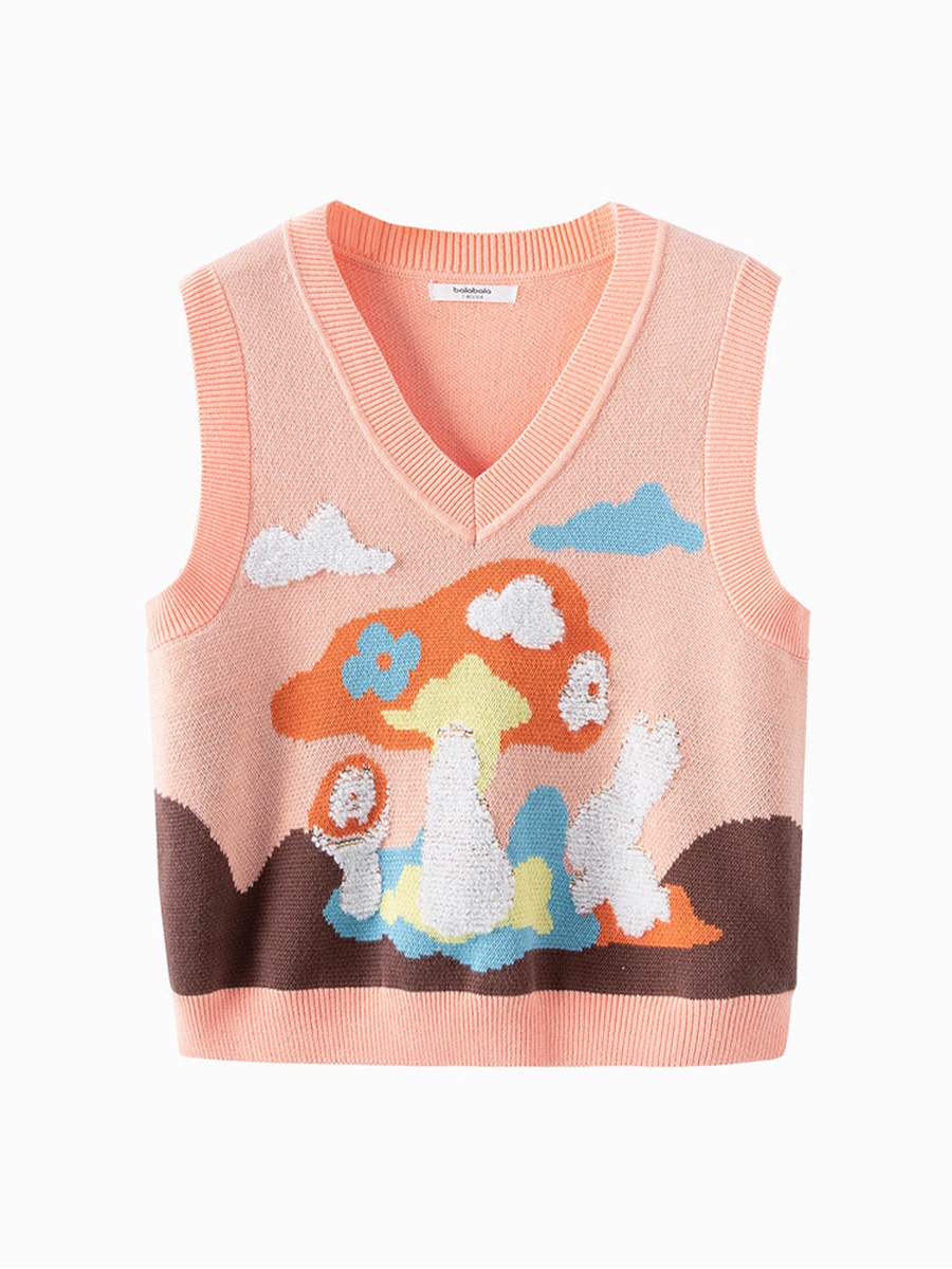 Graphic Pattern Knitted Vest