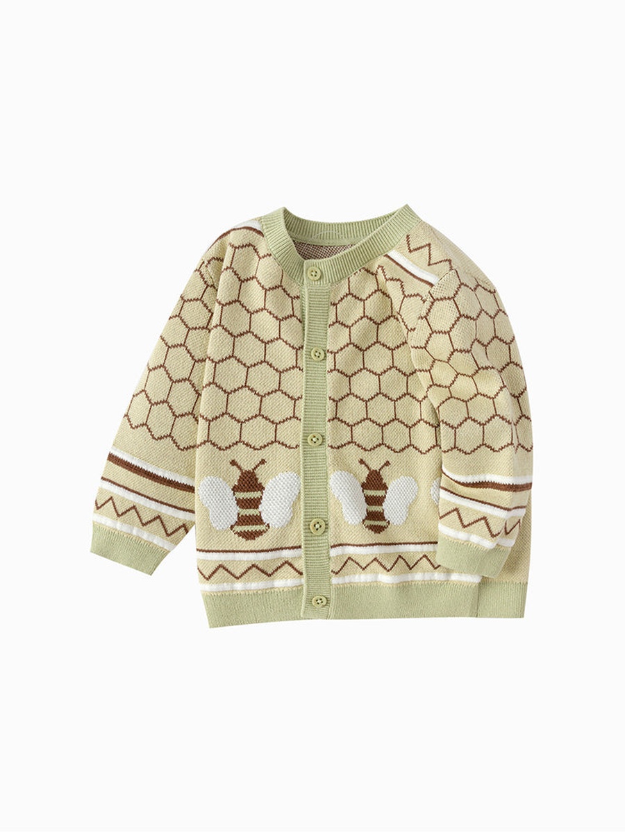 Bee Pattern Knitted Cardigan