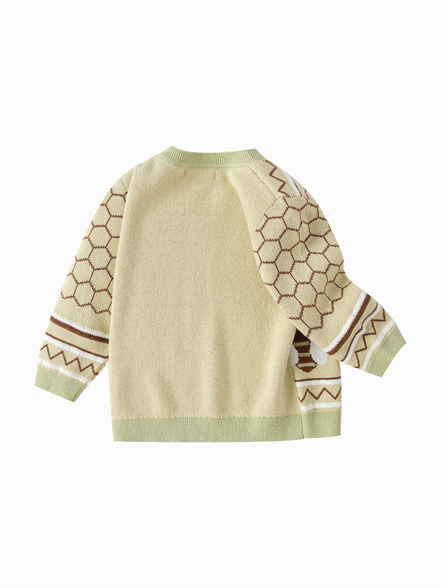 Bee Pattern Knitted Cardigan