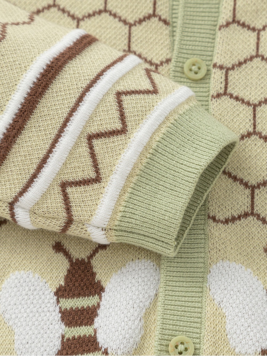 Bee Pattern Knitted Cardigan