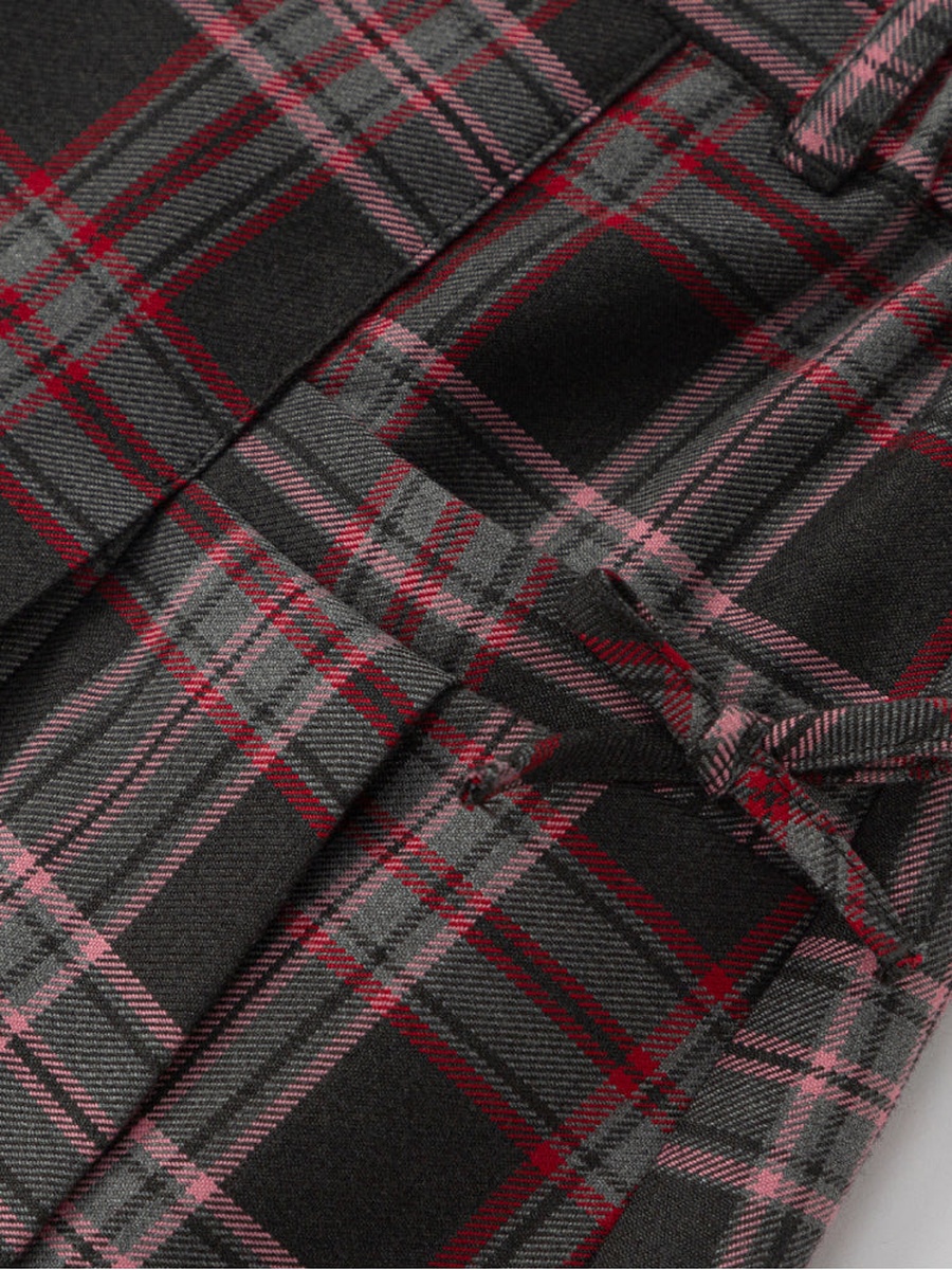 Plaid Skirt with Pleated Design