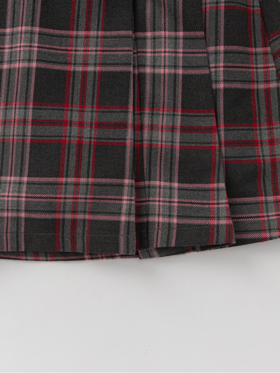 Plaid Skirt with Pleated Design