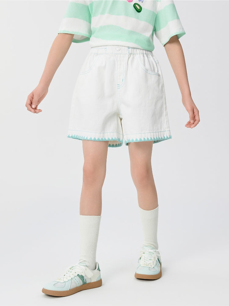 Embroidered Shorts with Pockets