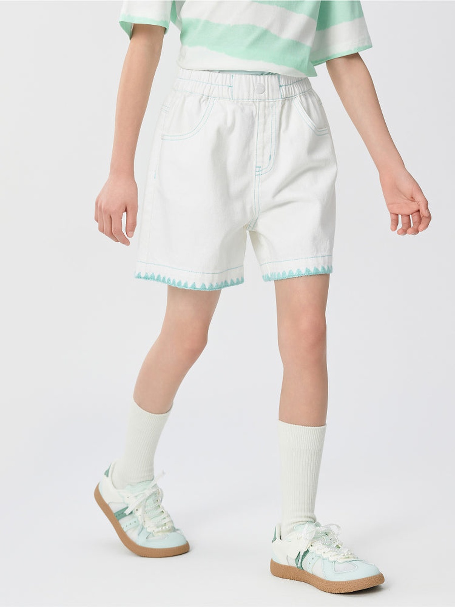 Embroidered Shorts with Pockets
