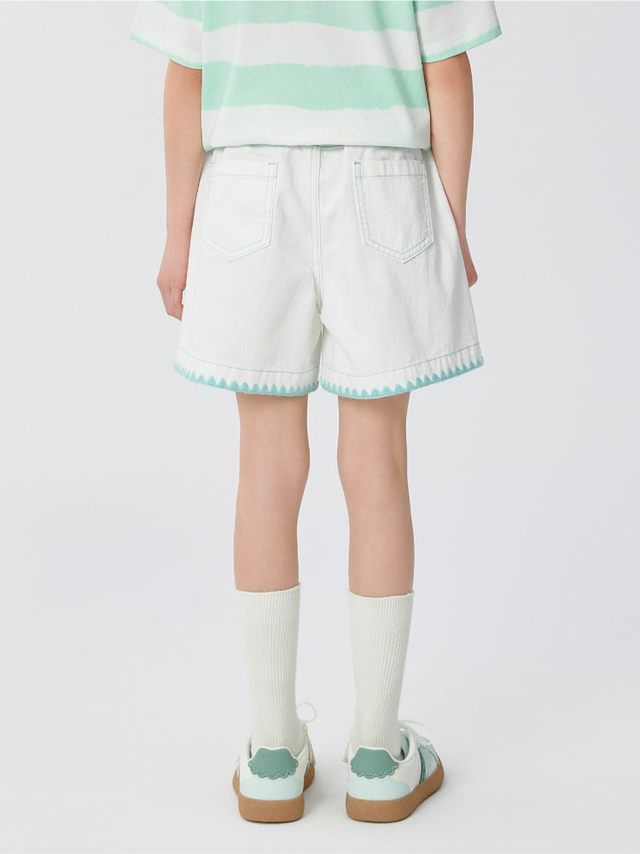 Embroidered Shorts with Pockets