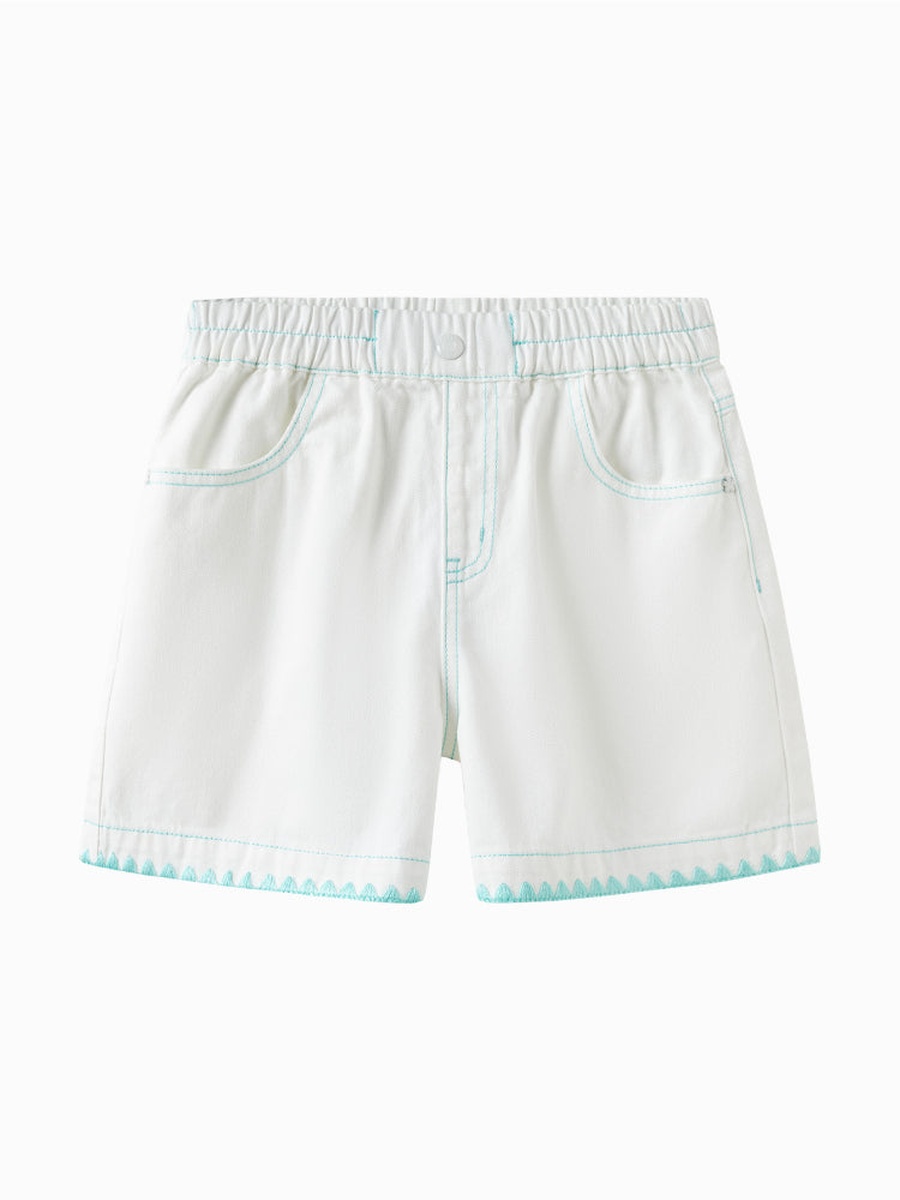 Embroidered Shorts with Pockets