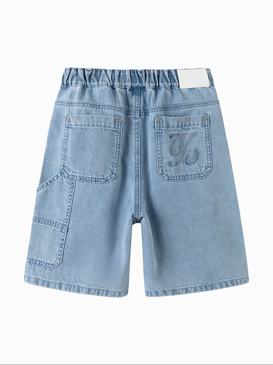 Solid Denim Shorts