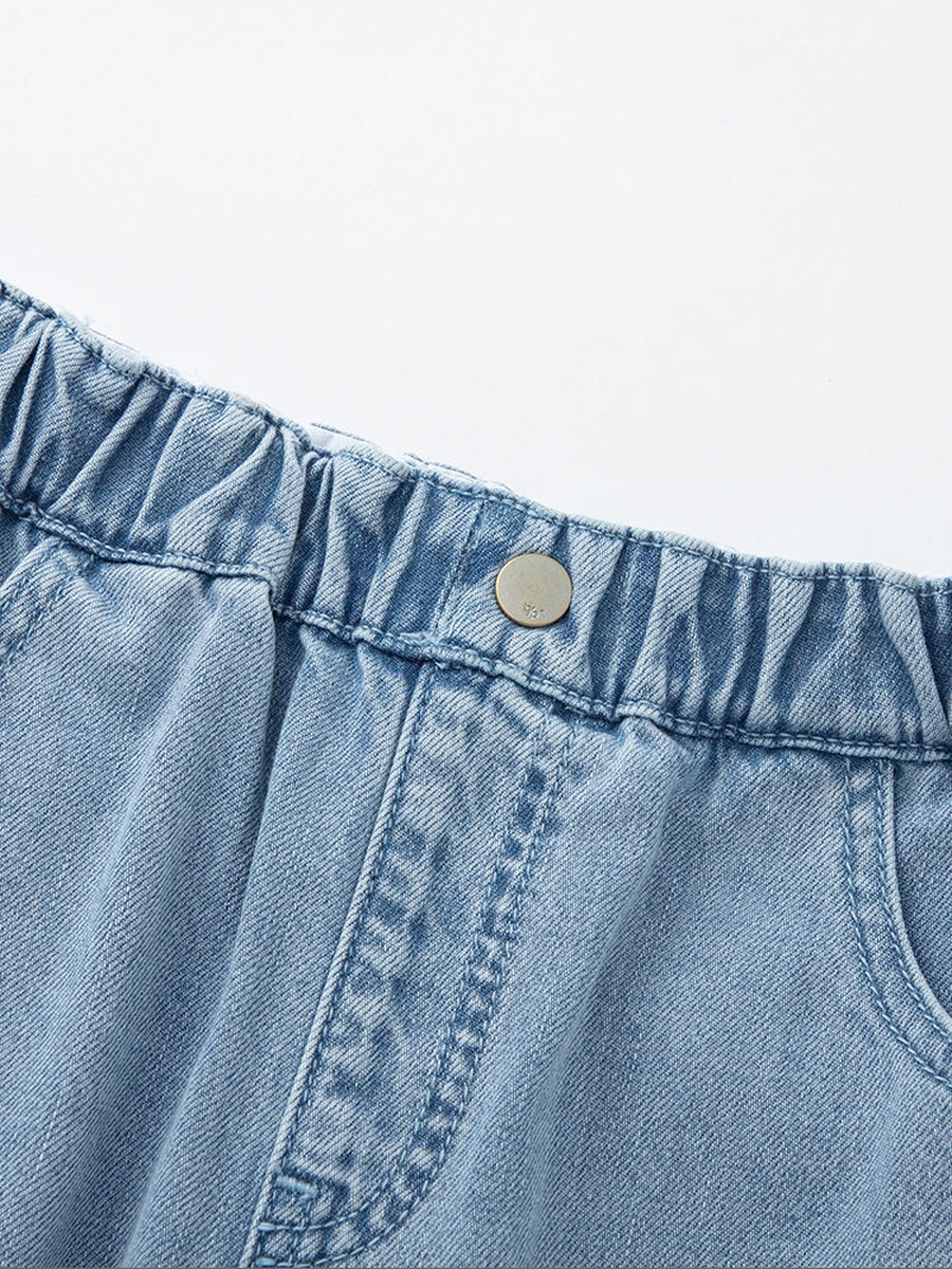 Solid Denim Shorts