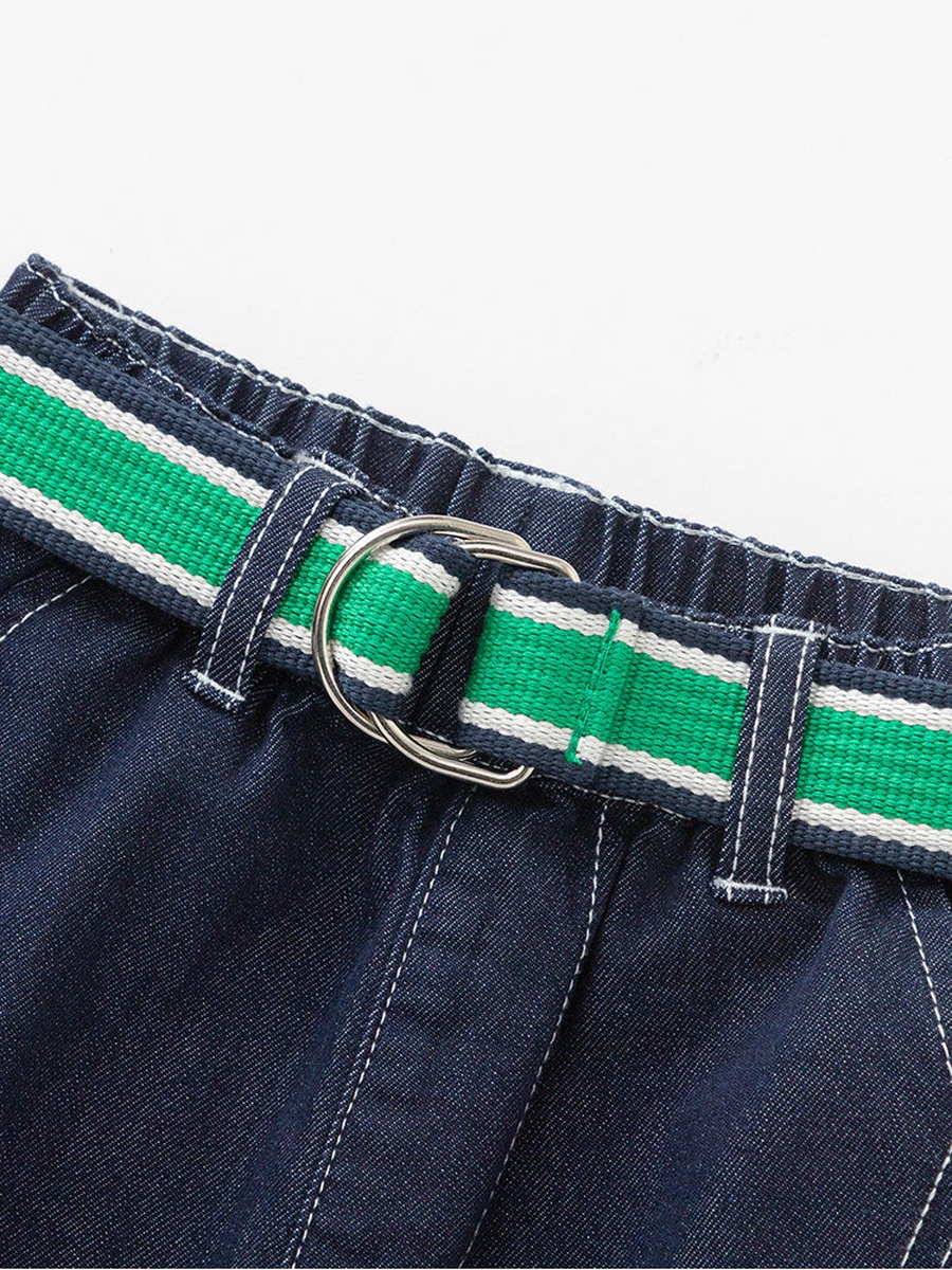 Belted Denim Shorts
