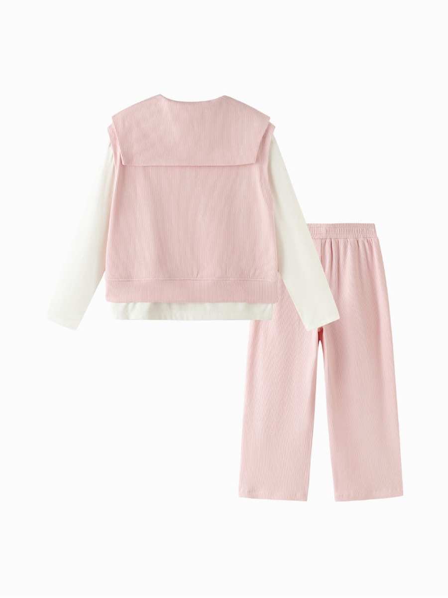 Layered Top and Wide-Leg Pants Set
