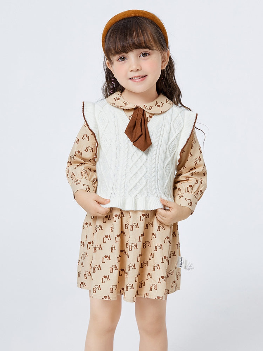 All Over Print Dress and Vest Set