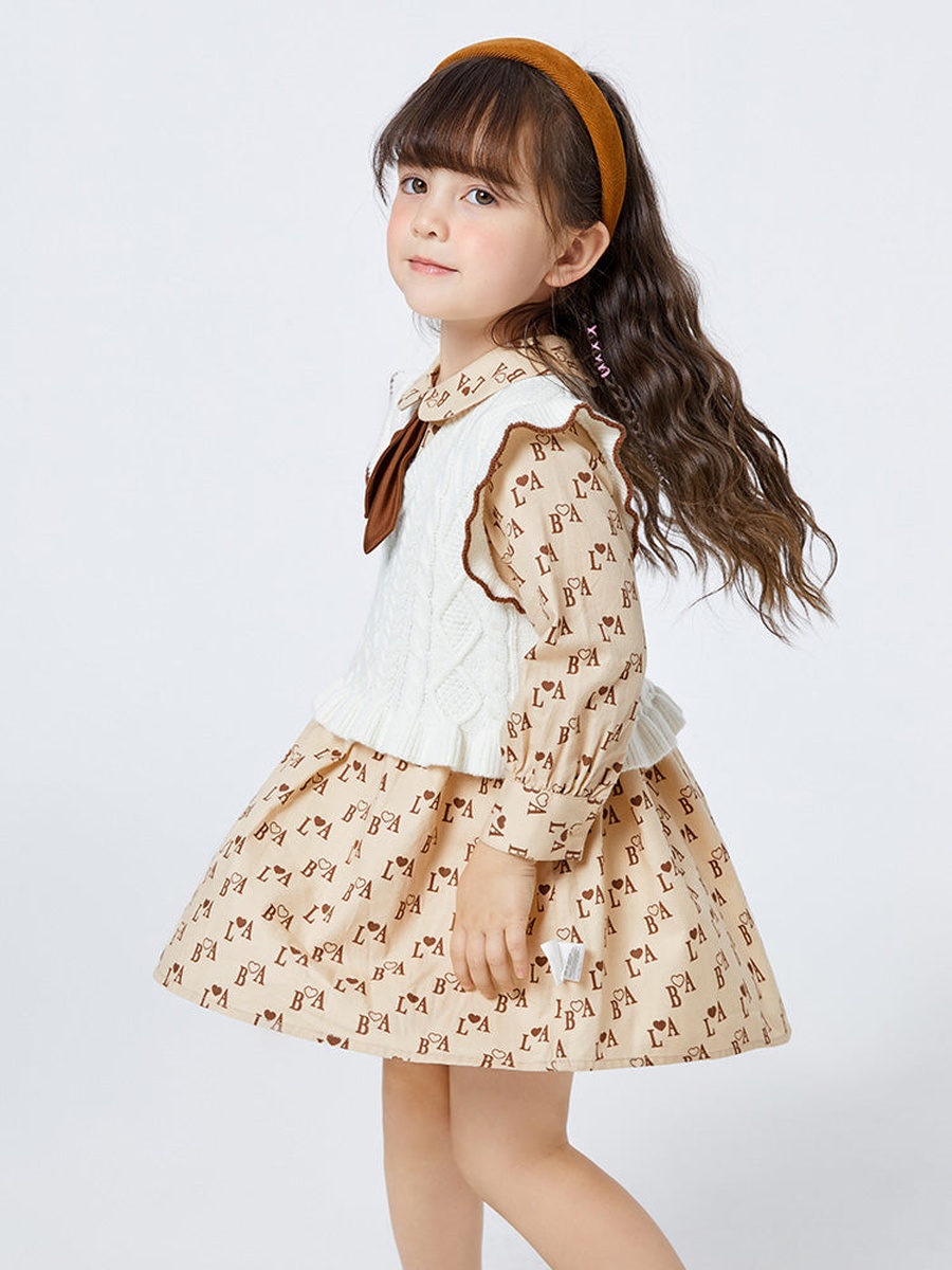 All Over Print Dress and Vest Set