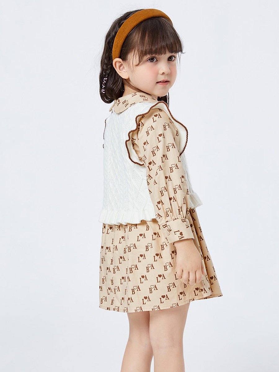 All Over Print Dress and Vest Set